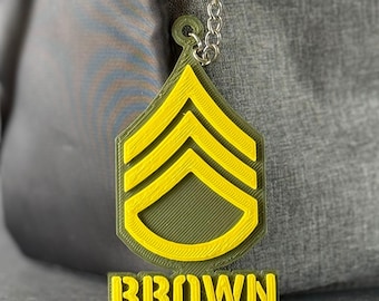 Personalized Army Staff Sergeant Keychain, SSG Keychain, SSG Promotion Gift, Staff Sergeant Gift, army graduation gift,