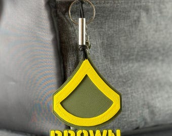 Personalized PFC Keychain, ARMY Private First Class Key Tag, PFC Rank Keychain, Army Rank Gift, Private First Class, Army Name Keychain