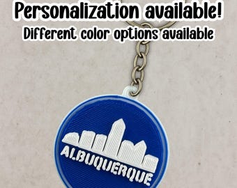 Personalized Albuquerque Skyline Keychain, abq Key Tag, Customized Keychain