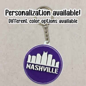 Personalized Nashville Skyline Keychain: Custom Name, City Silhouette