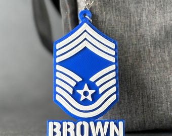 Personalized USAF CMSgt Keychain, Chief Master Sergeant Rank Gift, USAF Gift, CMSgt Promotion Gift, USAF promotion gift, CMSgt Keychain