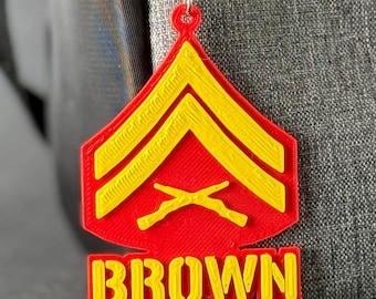 Personalized Corporal Keychain, USMC Cpl Key Tag, Marine Corps Promotion Gift, USMC Corporal Gift, Marine Cpl Keychain, Cpl Bag Tag