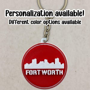 Personalized Fort Worth Skyline Keychain: FTW Silhouette