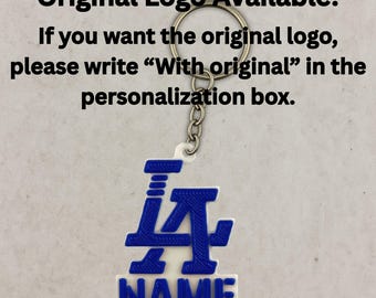 Personalized LA Baseball Keychain, Custom Keyring, Custom Keyring Name, Water Bottle Name, Name Bag Tag, Custom Bag Name