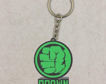 Personalized Hulk Keychain, Water Bottle Id, Keyring Bag Tag, Personalized Keyring, Custom 3D keychain