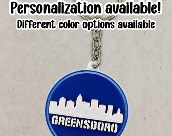 Personalized Greensboro Skyline Keychain, GSO Bag Tag, City Gift
