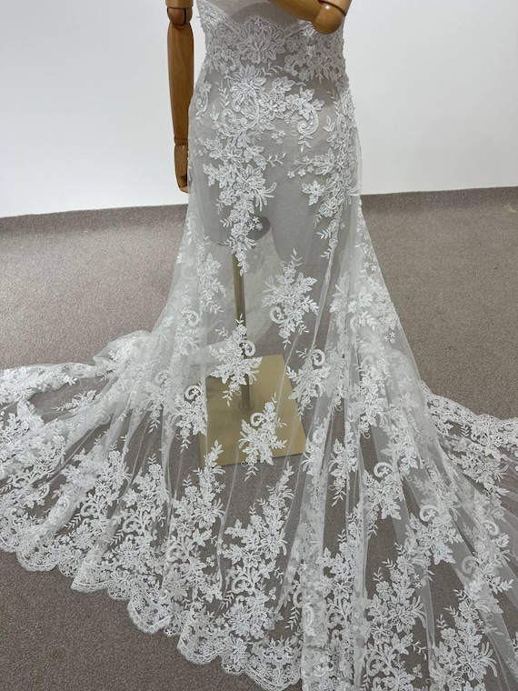 Floral Embroidered Lace Fabric by Yard, Bridal Lace Material, DIY Wedding Dress Fabric - Etsy Floral Embroidered Lace Fabric by Yard, Bridal Lace Material, DIY Wedding Dress Fabric - Etsy