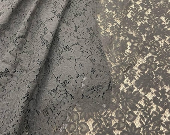 Tissu dentelle noir à motif floral, dentelle continue de 3 mètres