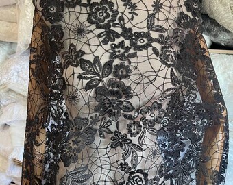 Tessuto Con Paillettes Nere: Paillettes Scintillanti Su Rete Nera, Decorazione Per Abiti Da Festa - Italia - Foto 10