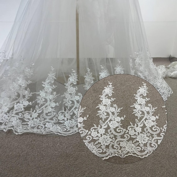 lace border dress Abstract Beaded Double Border Bridal Lace Fabric