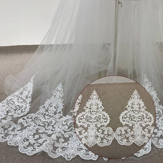 Ivory Wide Lace Trim for Wedding Dress, Floral Lace Edging for Bridal Sewing  - Etsy Israel