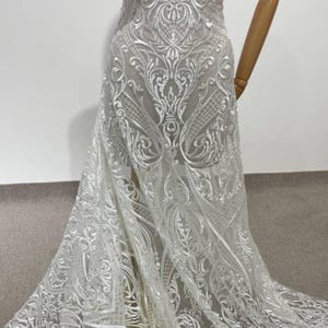 10 Meters Left Clearance Ivory Embroidered Tulle Lace for Wedding Dresses and Bridal Veils