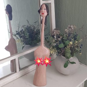 Contemporary Textured Art Object Organic Paper Clay Sculpture , Handmade Women Statue