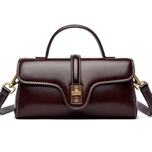 Handmade Genuine Cowhide Leather Top-Handle Crossbody Purse with 2 different color options