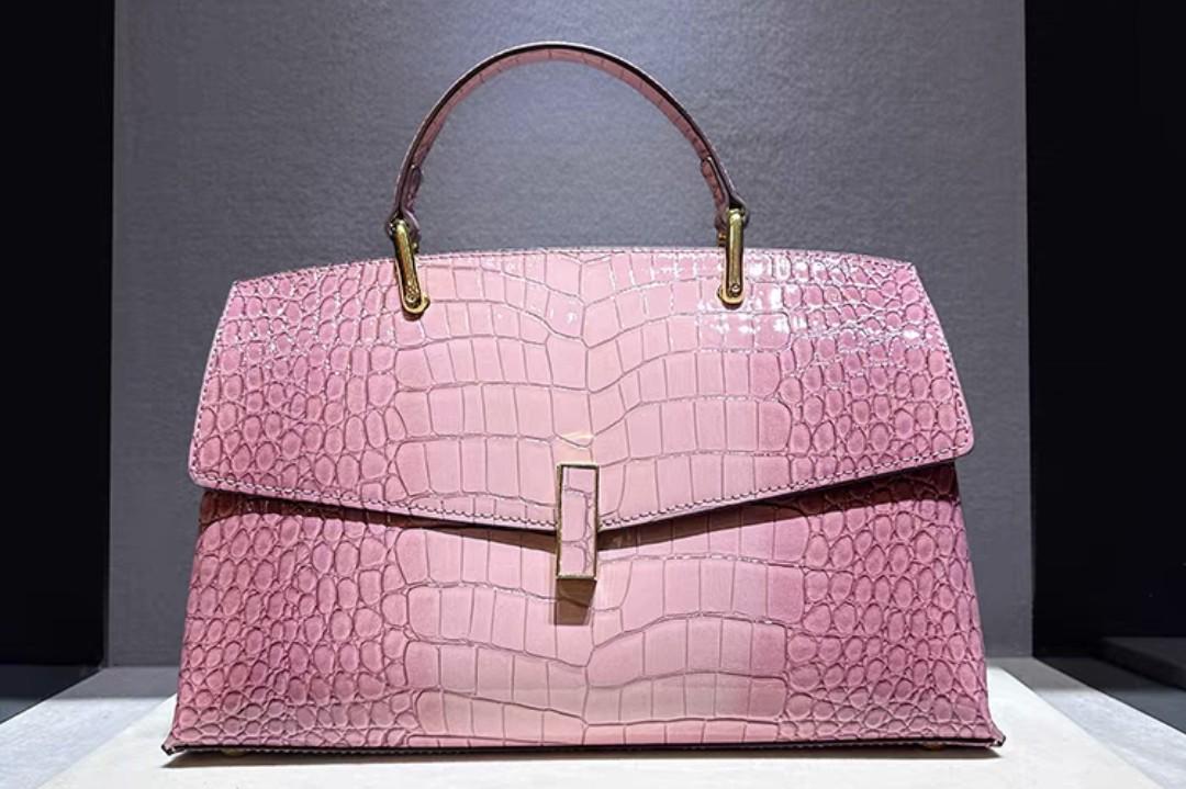 borsa da donna in similpelle con dettaglio fiocco - motivo coccodrillo