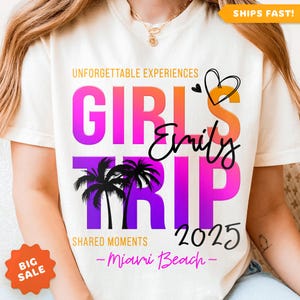 Custom Girls Trip 2025 Shirt, Matching Vacation Tee for Women, Bachelorette Weekend T-Shirt, Travel Crew Shirts, Personalized Gift