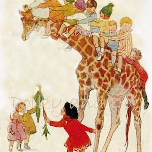 art, giraffe, children, child, baby, vintage, illustration, digital