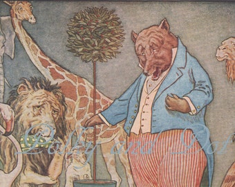 Vintage bear and giraffe and other animals   digital download