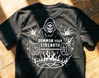 Summon Your Strength - Black T-Shirt | Raise Hell Lifting Club | Gym Shirt | Lifting Tee
