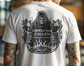 Summon Your Strength - White T-Shirt | Raise Hell Lifting Club | Gym Shirt | Lifting Tee