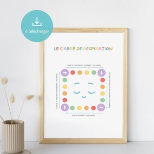 The Breathing Square Poster, Printable educational poster for children&#39;s room, playroom, classroom, school, therapists.