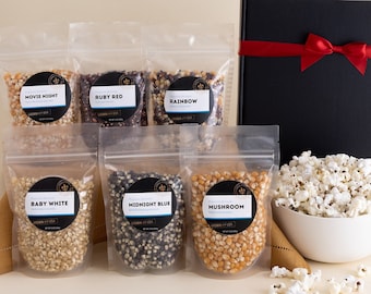 Gourmet Popcorn Kernel Gift Box - Variety set of 6, Non GMO, bulk popcorn