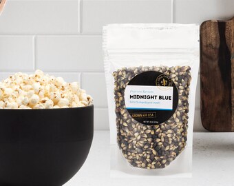 Blue Popcorn Kernels in Bulk - Hulless butterfly kernels, all natural healthy snack, gluten free and non GMO