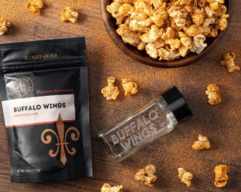 Buffalo Wings Flavored Popcorn Seasoning - Low Sodium Spicy Seasoning Mix, Gluten-free Popcorn Kernel Seasoning, Red Hot Flavor Gift for Him
