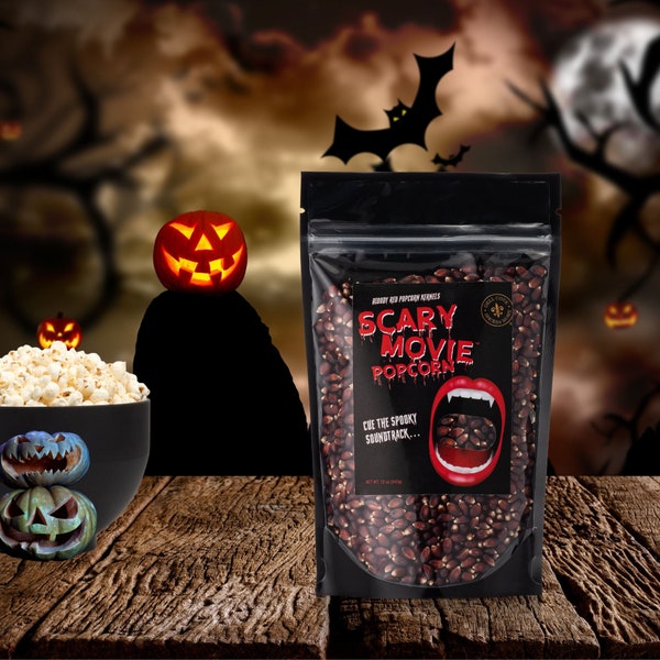 Bloody Red Halloween Popcorn - Horror movie gourmet popcorn kernels, Halloween gift, scary movie snacks, movie night popcorn bucket