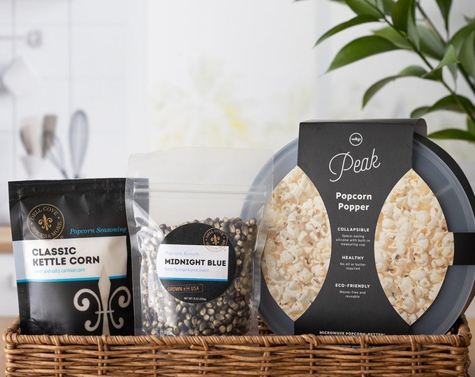 Personalized Popcorn Gift Set: Kernels, Seasoning & Microwave Popper