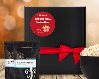 Have a Poppin' Day Valentine - Personalized Valentine's Day gift box with popcorn kernels and seasoning