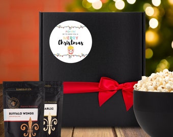 Popcorn Christmas Gift Set - Popcorn seasoning and gourmet popcorn kernels, Personalized Christmas gift, Christmas popcorn kit