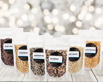 Personalized popcorn sampler - popcorn kernels kit for popcorn machine, gourmet popping corn for movie night gift