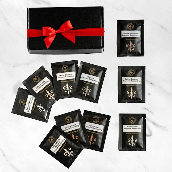 Mini Spice Sampler - 10 gourmet popcorn seasonings in single serve packs, handcrafted sample pack of spice blends in gift box, variety pack Il_570xn