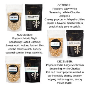 Popcorn of the Month Club popcorn and seasoning gifts for 3 or 6 or 12 month monthly food subscription box, Dads popcorn lover gift idea image 7