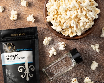 Easy Kettle Corn Seasoning - sweet & salty classic DIY Kettle Corn topping, gluten free gourmet popcorn spice mix