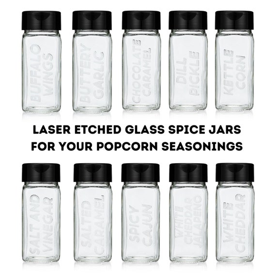 Glass Spice Jars with Label and Organizer - Minimalist Collection - Clear  Empty 4 oz Spice Jars with Labels, Spice Seasoning Containers Jars with