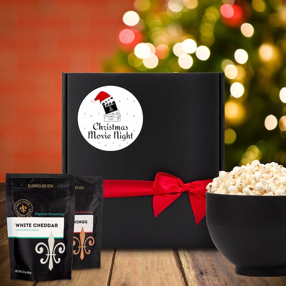 Christmas Movie Night Gift Box - Popcorn seasoning and kernels, Family Movie Night, Popcorn Christmas Box, Christmas Eve Box Il_570xn