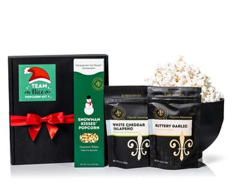 Team Nice Snowman Kisses Popcorn and Seasoning Gift Set for the Holidays