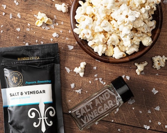Salt & Vinegar Popcorn Seasoning - Gluten-free salty snack, flavored seasoning salt, sugar free seasoning for healthy snacks