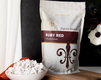 Ruby Red Popcorn - Gourmet Red Popcorn Kernels - bulk for snack boxes, holiday popcorn gifts and popcorn making kits, red popping corn