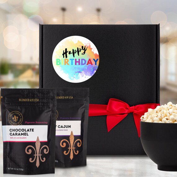 Rainbow Birthday Gift Box Gourmet Popcorn Kernels and Your Choice of