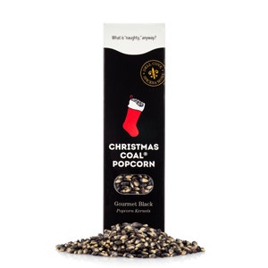 Christmas Coal popcorn kernels black gourmet popcorn, lump of coal X-Mas gift, fun and unique novelty stocking stuffer image 1