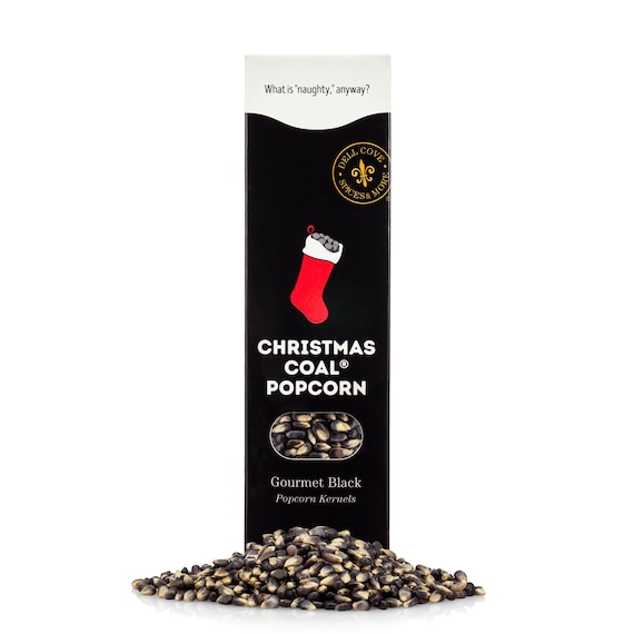Christmas Coal popcorn kernels, personalized Xmas Stocking Stuffer - black gourmet popcorn, custom Santa lump of coal, naughty nice gift Il_570xn