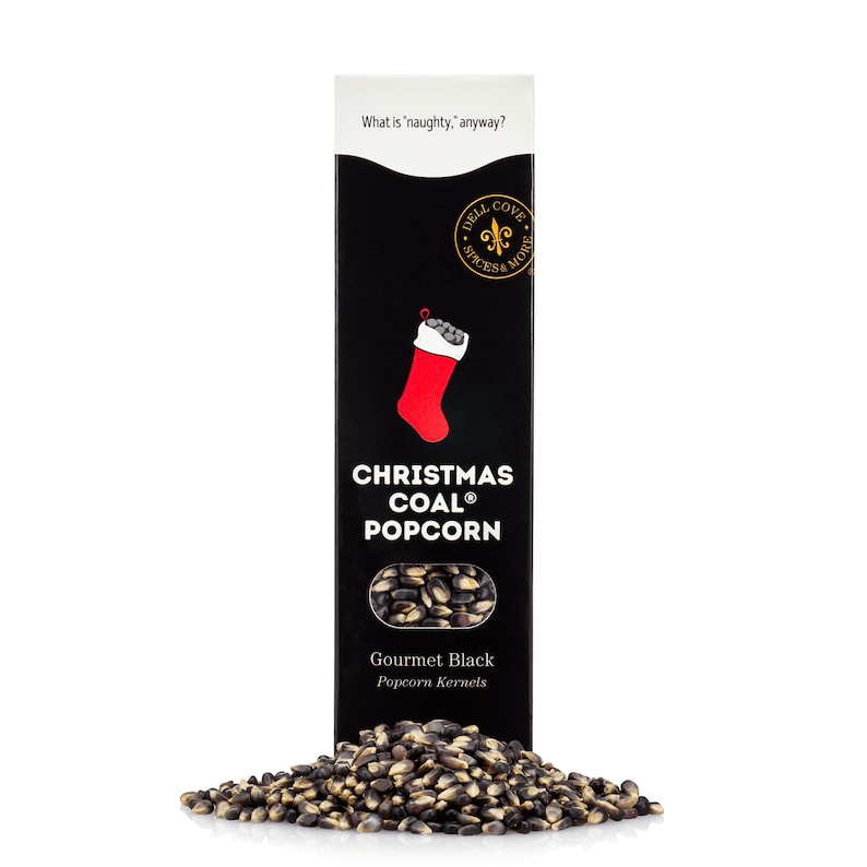 Christmas Coal popcorn kernels black gourmet popcorn, lump of coal X-Mas gift, fun and unique novelty stocking stuffer image 1