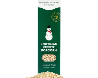 Snowman Kisses Gourmet Popcorn Kernels - Xmas Stocking Stuffer Gift, teacher and employee Christmas stocking filler