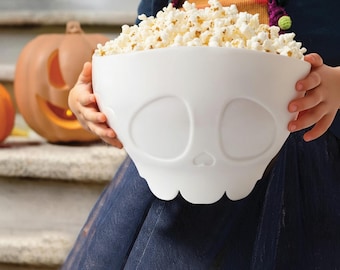 Gothic Skeleton Microwave Popcorn Popper + Scary Movie Popcorn Kernels for Horror Film Fans
