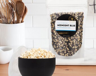 Midnight Blue Popcorn in Bulk - Hulless butterfly kernels, all natural healthy snack, gluten free and non GMO, organic microwave popcorn