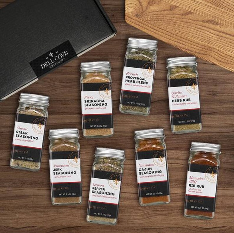 Grill Gift Set for Dad 8 BBQ spices and rubs in a deluxe