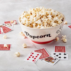 Popcorn bowl for movie night and holiday games - limited edition Chicago handmade ceramic serving bowl, popcorn lover gifts for families